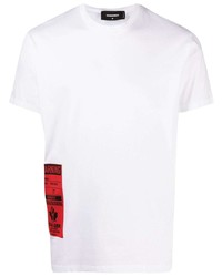 T-shirt à col rond imprimé blanc DSQUARED2