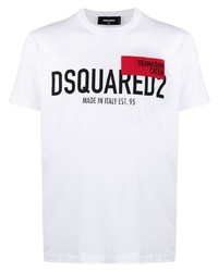 T-shirt à col rond imprimé blanc DSQUARED2