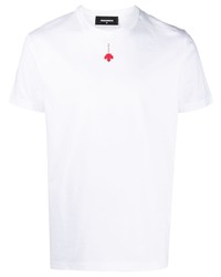 T-shirt à col rond imprimé blanc DSQUARED2