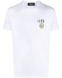 T-shirt à col rond imprimé blanc DSQUARED2