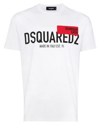 T-shirt à col rond imprimé blanc DSQUARED2