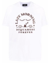 T-shirt à col rond imprimé blanc DSQUARED2