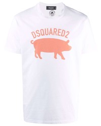 T-shirt à col rond imprimé blanc DSQUARED2