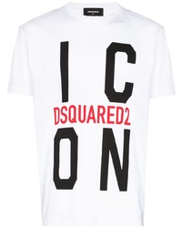 T-shirt à col rond imprimé blanc DSQUARED2