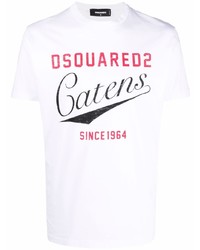 T-shirt à col rond imprimé blanc DSQUARED2