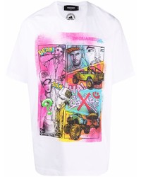 T-shirt à col rond imprimé blanc DSQUARED2