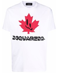 T-shirt à col rond imprimé blanc DSQUARED2