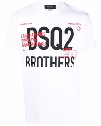 T-shirt à col rond imprimé blanc DSQUARED2