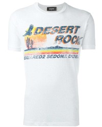 T-shirt à col rond imprimé blanc DSQUARED2