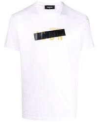 T-shirt à col rond imprimé blanc DSQUARED2