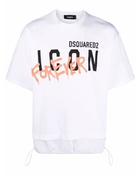 T-shirt à col rond imprimé blanc DSQUARED2