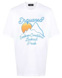 T-shirt à col rond imprimé blanc DSQUARED2