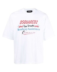 T-shirt à col rond imprimé blanc DSQUARED2