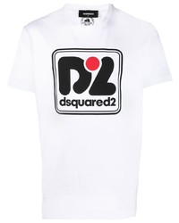 T-shirt à col rond imprimé blanc DSQUARED2