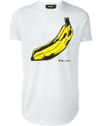 T-shirt à col rond imprimé blanc DSQUARED2