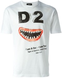 T-shirt à col rond imprimé blanc DSQUARED2