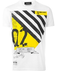 T-shirt à col rond imprimé blanc DSQUARED2