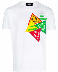 T-shirt à col rond imprimé blanc DSQUARED2