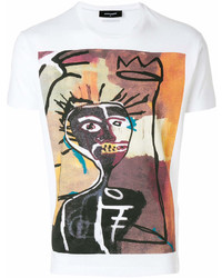 T-shirt à col rond imprimé blanc DSQUARED2