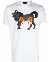 T-shirt à col rond imprimé blanc DSQUARED2