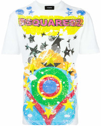 T-shirt à col rond imprimé blanc DSQUARED2