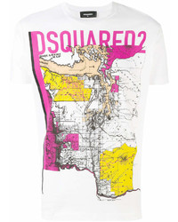 T-shirt à col rond imprimé blanc DSQUARED2