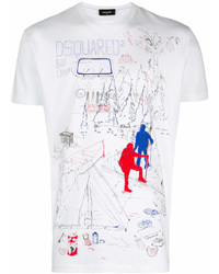 T-shirt à col rond imprimé blanc DSQUARED2