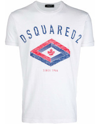 T-shirt à col rond imprimé blanc DSQUARED2