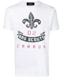 T-shirt à col rond imprimé blanc DSQUARED2