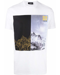 T-shirt à col rond imprimé blanc DSQUARED2