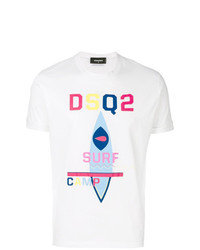 T-shirt à col rond imprimé blanc DSQUARED2