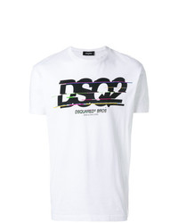 T-shirt à col rond imprimé blanc DSQUARED2