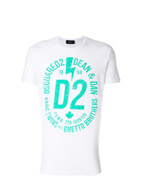 T-shirt à col rond imprimé blanc DSQUARED2