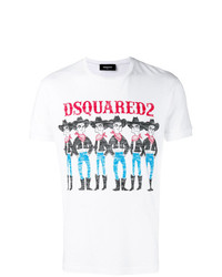 T-shirt à col rond imprimé blanc DSQUARED2