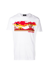 T-shirt à col rond imprimé blanc DSQUARED2