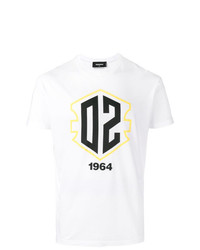 T-shirt à col rond imprimé blanc DSQUARED2