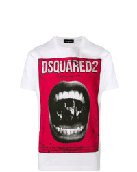 T-shirt à col rond imprimé blanc DSQUARED2