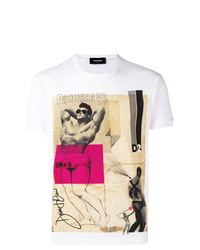 T-shirt à col rond imprimé blanc DSQUARED2