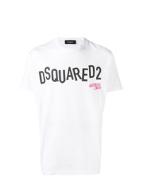 T-shirt à col rond imprimé blanc DSQUARED2