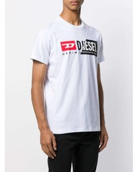 T-shirt à col rond imprimé blanc Diesel