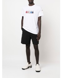 T-shirt à col rond imprimé blanc Moncler