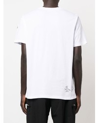 T-shirt à col rond imprimé blanc Moncler