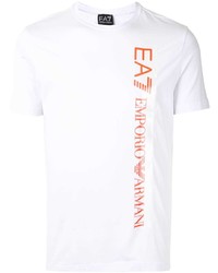 T-shirt à col rond imprimé blanc Ea7 Emporio Armani