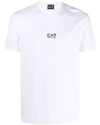 T-shirt à col rond imprimé blanc Ea7 Emporio Armani