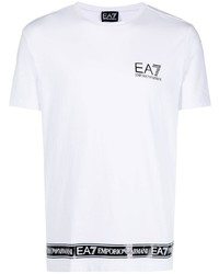 T-shirt à col rond imprimé blanc Ea7 Emporio Armani