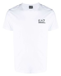 T-shirt à col rond imprimé blanc Ea7 Emporio Armani