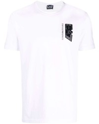 T-shirt à col rond imprimé blanc Ea7 Emporio Armani