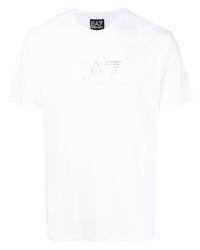 T-shirt à col rond imprimé blanc Ea7 Emporio Armani