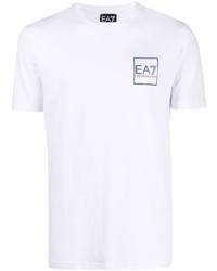 T-shirt à col rond imprimé blanc Ea7 Emporio Armani