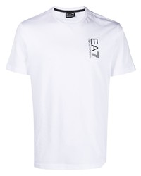 T-shirt à col rond imprimé blanc Ea7 Emporio Armani